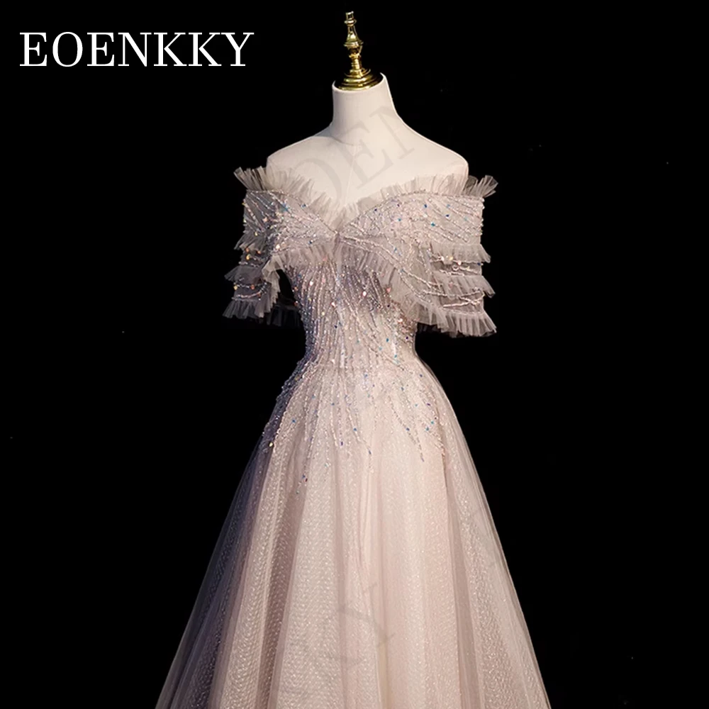 Robe de Rhperlée de luxe, robes d'anniversaire A-Line, longueur au sol, paillettes formelles, Rotterdam kly Off initié, 2024 Luxury Beading Prom Dress 2024 (Robe de bal de fin d'année avec perles)  Robe d'anniversaire