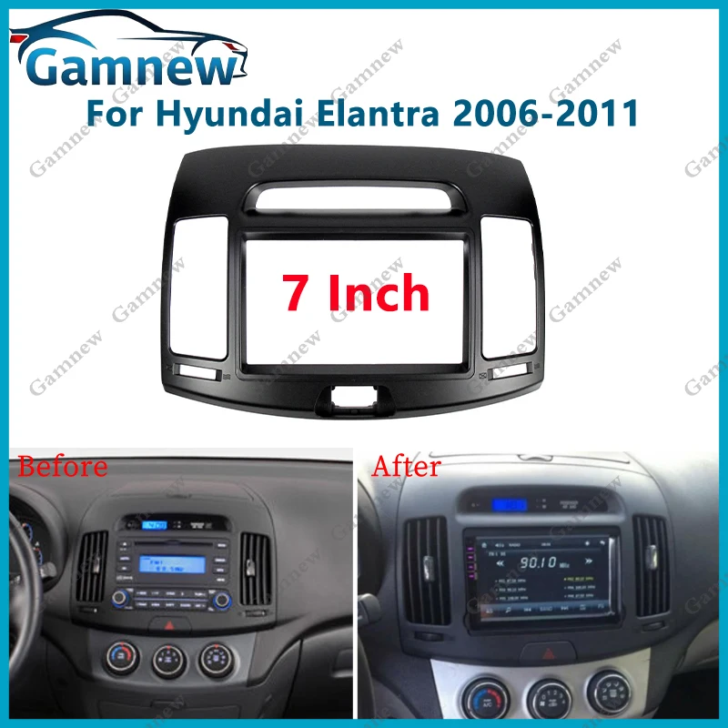 Panel de Radio Fascia de coche 2DIN de 7 pulgadas para Hyundai Elantra 2006-2011 Kit de marco instalar placa frontal de Facia