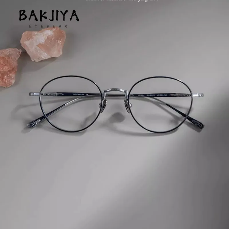 

Japanese Brand Designer Pure Titanium Oval Eyeglasses Frame Men and Women Retro Literary Myopia Ultralight Glasses Eyewear 8g