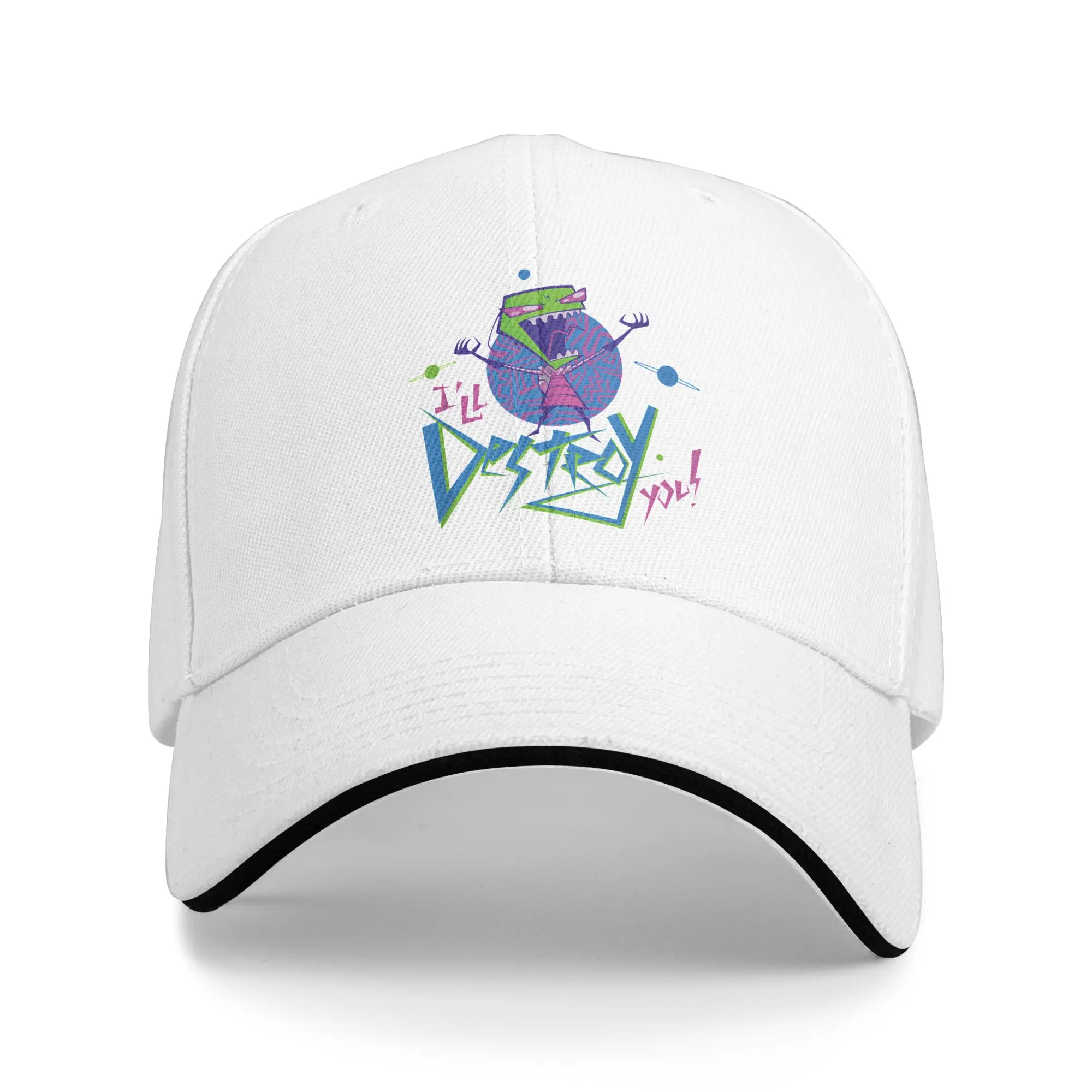 Invader Zim I Will Destroy You Baseball Caps Casual  Sandwich Caps Unisex Style Breathable Caps Hat Outdoor