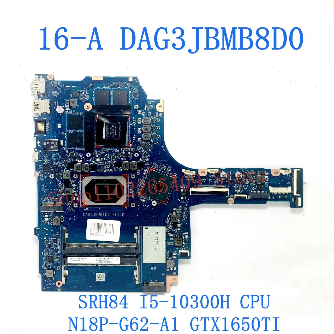 M02035-601 M02035-001 HP 16-A 노트북 마더보드, DAG3JBMB8D0, I5-10300H, I7-10750H CPU GTX1650, GTX1650TI 100% 테스트 OK