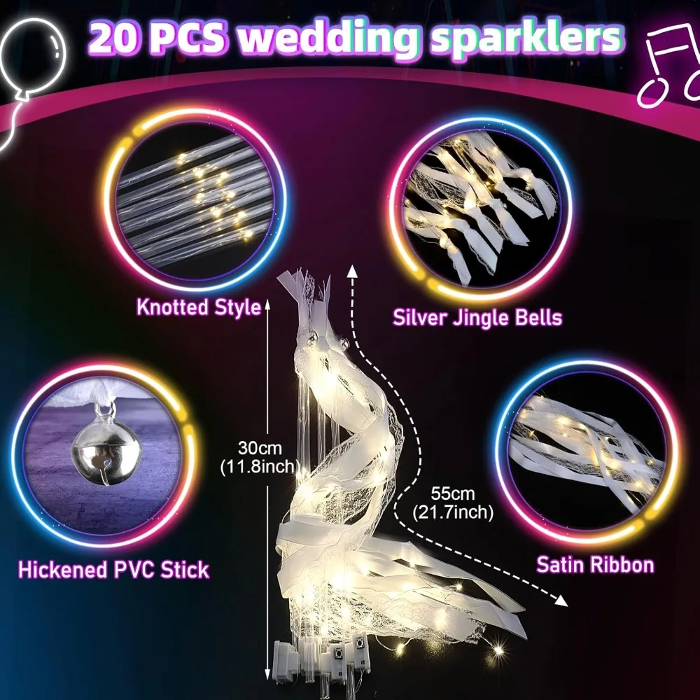 298 Glow in the Dark Party Supplies, 20 wedding wands, 14 LED Hair Clips Fiber Optic