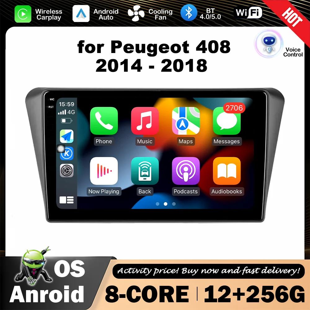 

10 '' Car Audio Multimedia Player for Peugeot 408 2014 - 2018 Intelligent System Bluetooth GPS Navi Wireless Carplay Head Unit
