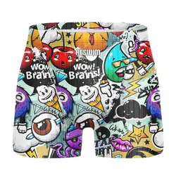 Mens Print Jammer Swimsuit Athletic Training Trunks Bathing Suit Durable Training Swimming Shorts Summer Surfing Diving Swimwear