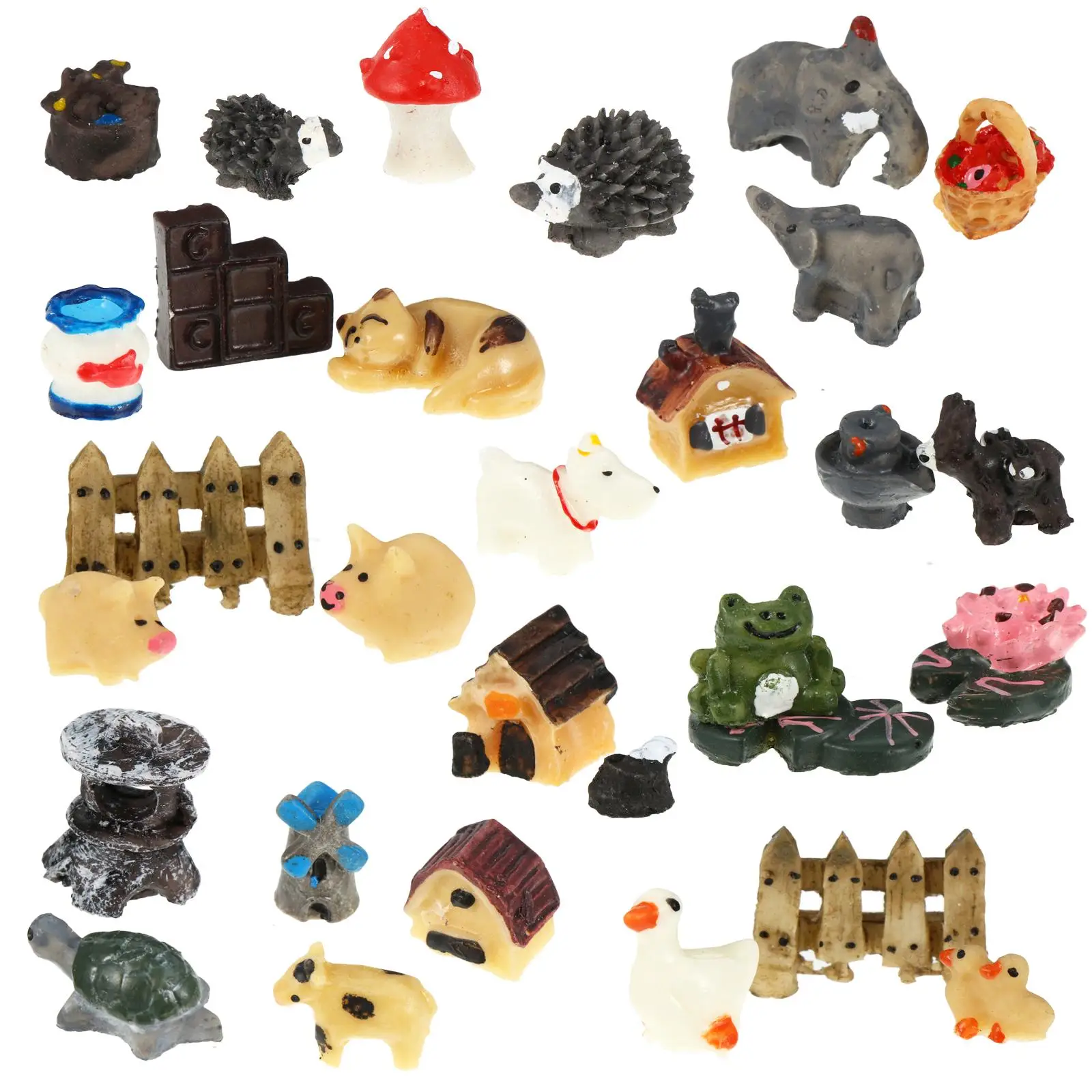 

30 Pcs Mini Succulent Resin nament Cartoon Animal Garden Decor Bonsai Plants Statue Sculpture Home Decoration