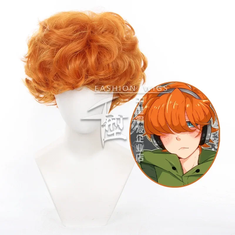 Anime Panty & Stocking with Garterbelt Brief Cosplay Wig Stocking Brief Orange short curly hair Role Play Wig Halloween Suit