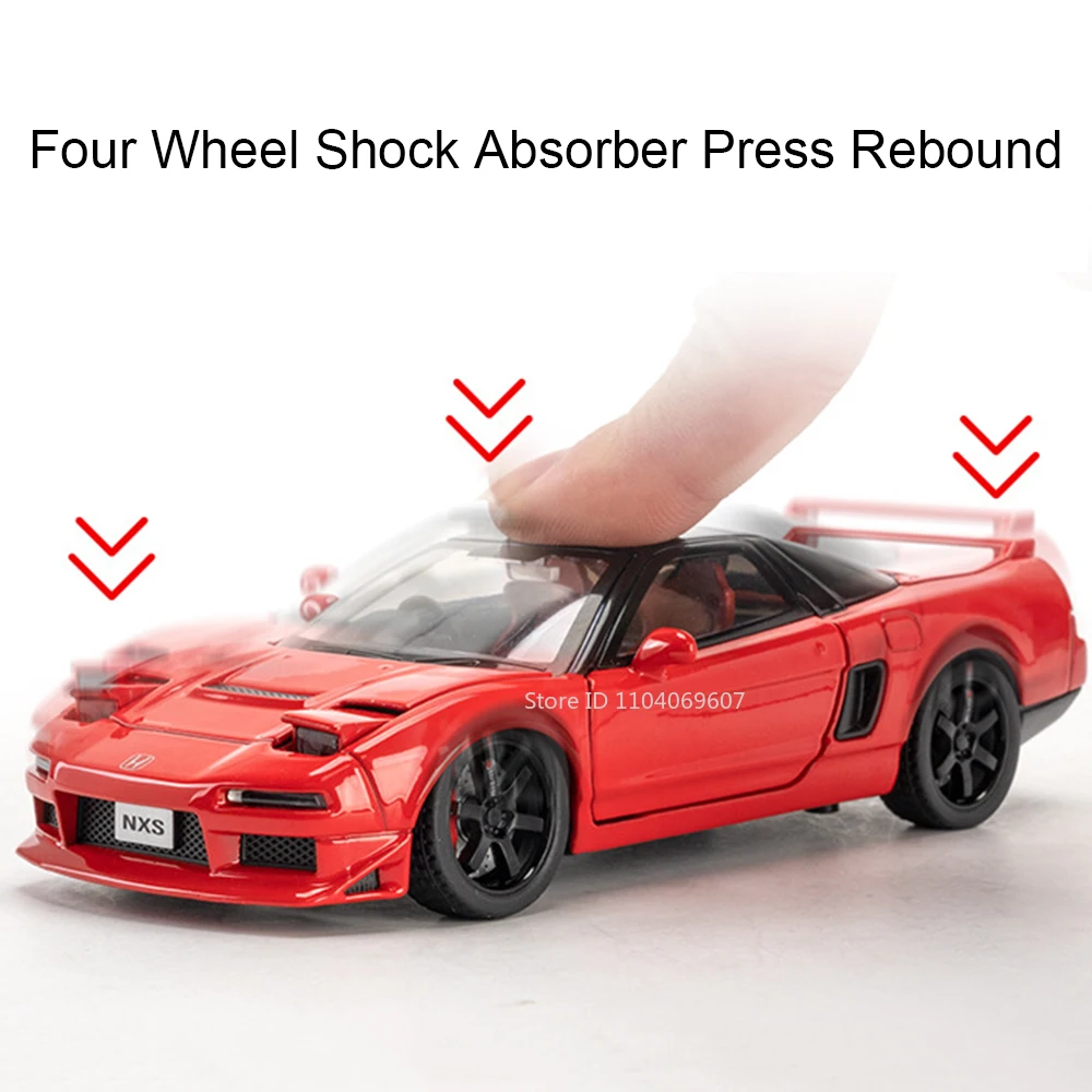 รถโมเดลฮอนด้า NSX สเกล 1:32 ของเล่นรถยนต์โลหะผสมแบบหล่อขึ้นรูป 4 ประตูเปิดได้ พร้อมเสียงและไฟ ยางแบบยาง ของตกแต่ง ของเล่นเด็ก