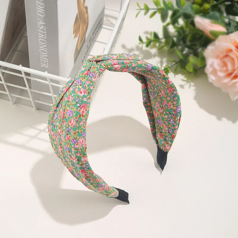 New Wide-brimmed Floral Headband Crossover Fabric Headband Casual Japanese Headband Women\'s Hair Accessory