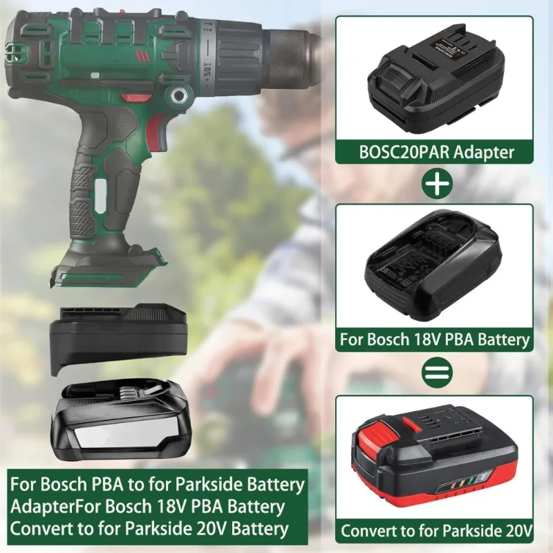 

BOSC20PAR Battery Adapter for Parkside 20V Tools for Bosch 18V PBA Li-ion Battery To for Parkside 20V Li-ion Battery Power Tools