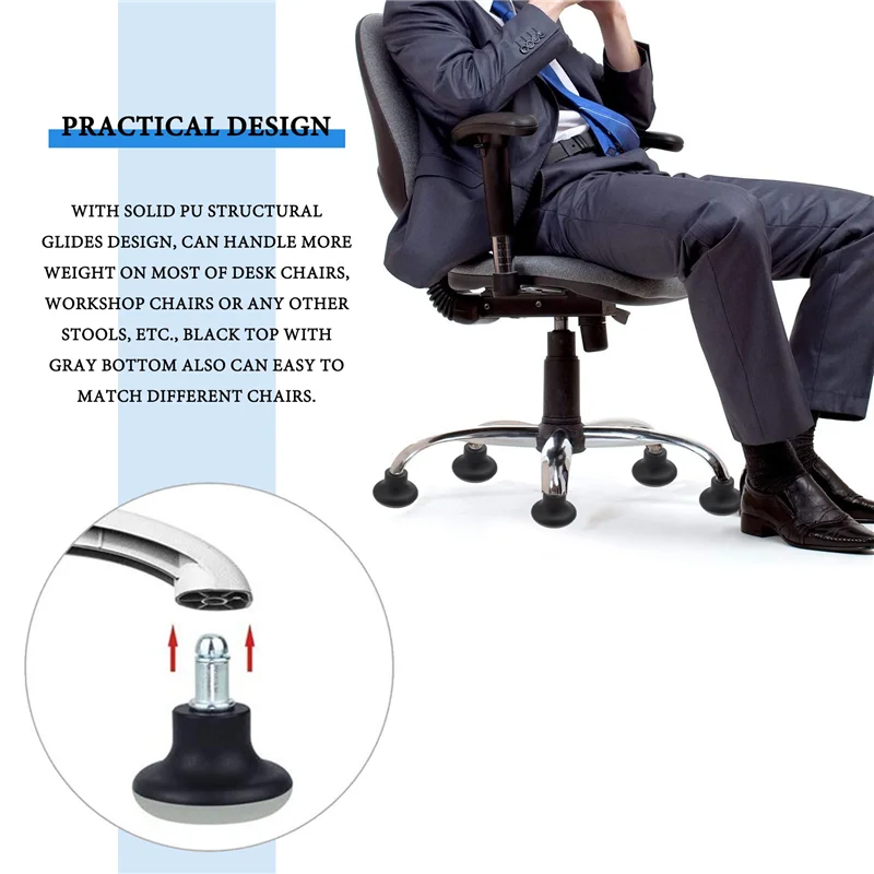 5 Stuks Bell Glijders Vervangende Kantoorstoel Wielen Stop Kantoorstoel Draaibare Zwenkwielen, 2 Inch Kruk Bell Glijders