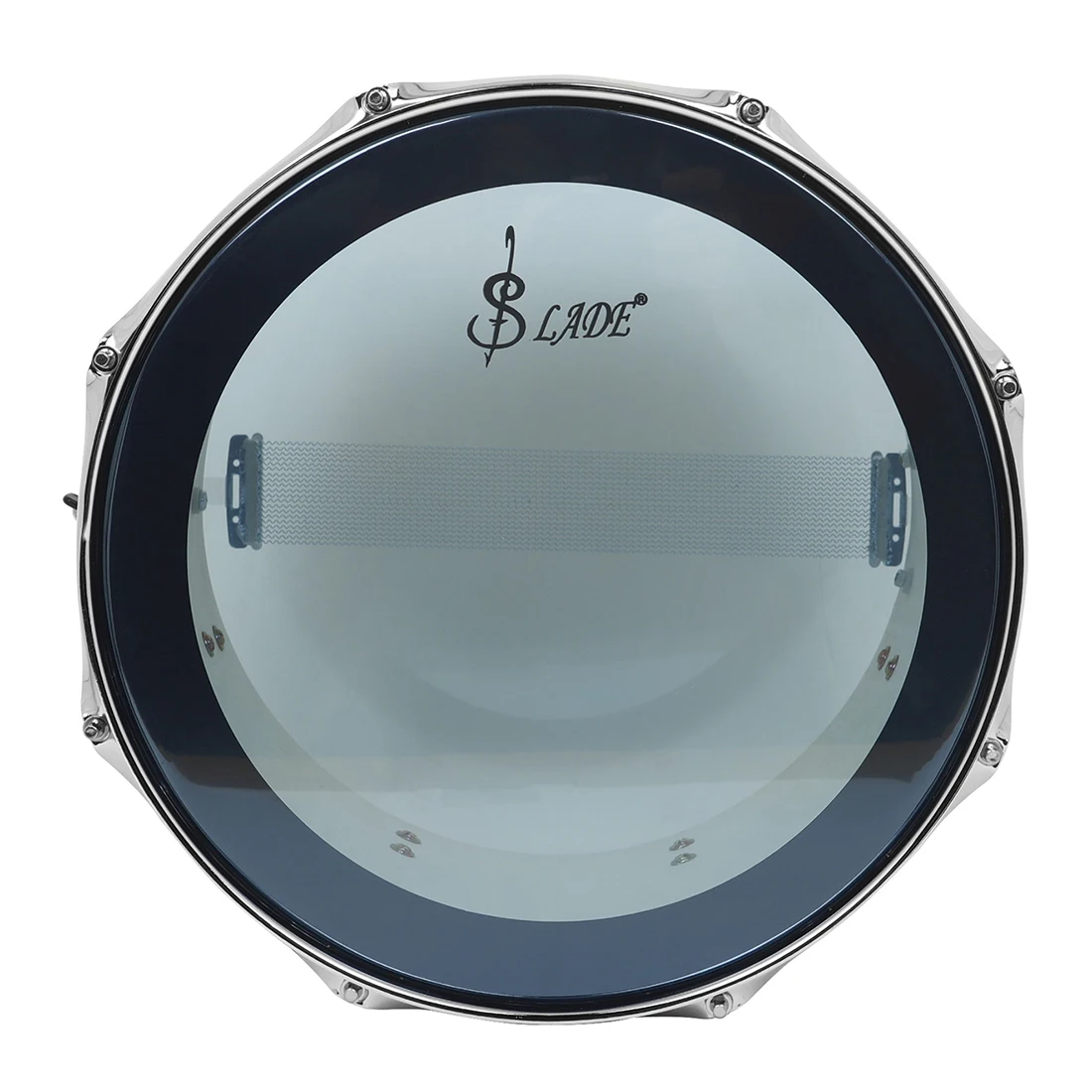 SLADE 14 بوصة عالية النبرة طبلة عسكرية زحف طبل جلد أزرق أبيض طبل قرع آلة موسيقية مع حزام الكتف
