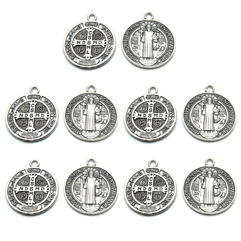 10 Pcs Catholic Patron Benedict Rosary Centerpiece for Cross Pendant Dropsale