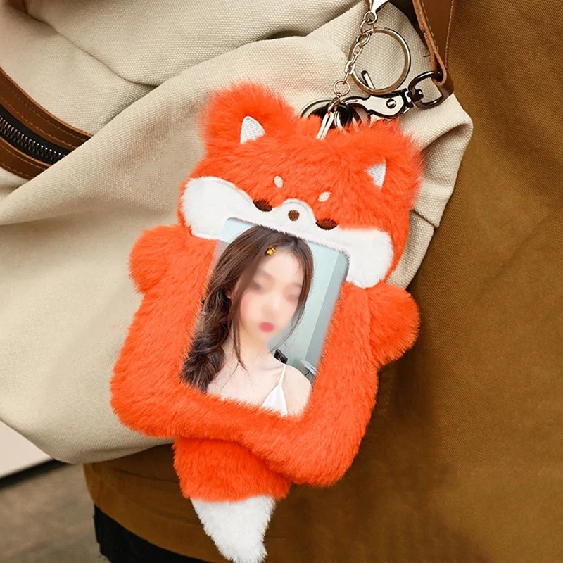 Cute Little Fox Card Set Photo Card Holder Plush Photo Card Packaging Supplies Photo Card Protective Case Keychain