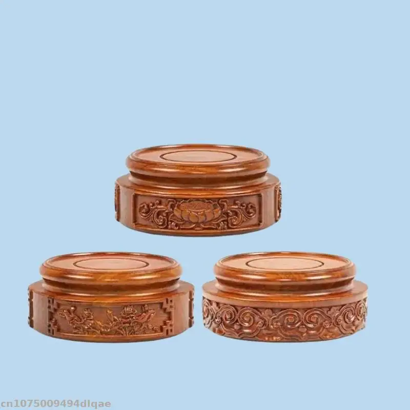 

Solid Wood Circular Handicraft Decoration Pedestal Teapot Set Handicraft Decoration Base Vase Ceramic Ornament Decoration Base