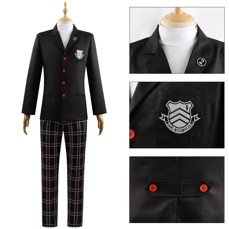 Jogo persona 5 amamiya ren kasumi yoshizawa cosplay uniforme escolar das mulheres dos homens unisex terno de halloween casaco festa preto uniforme conjunto