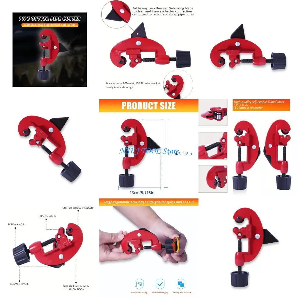 قاطع أنابيب سبائك الألومنيوم الفعال L8RC لقطع الأنابيب المعدنية المختلفة بسهولة وراحة لمهام السباكة الاحترافية #1