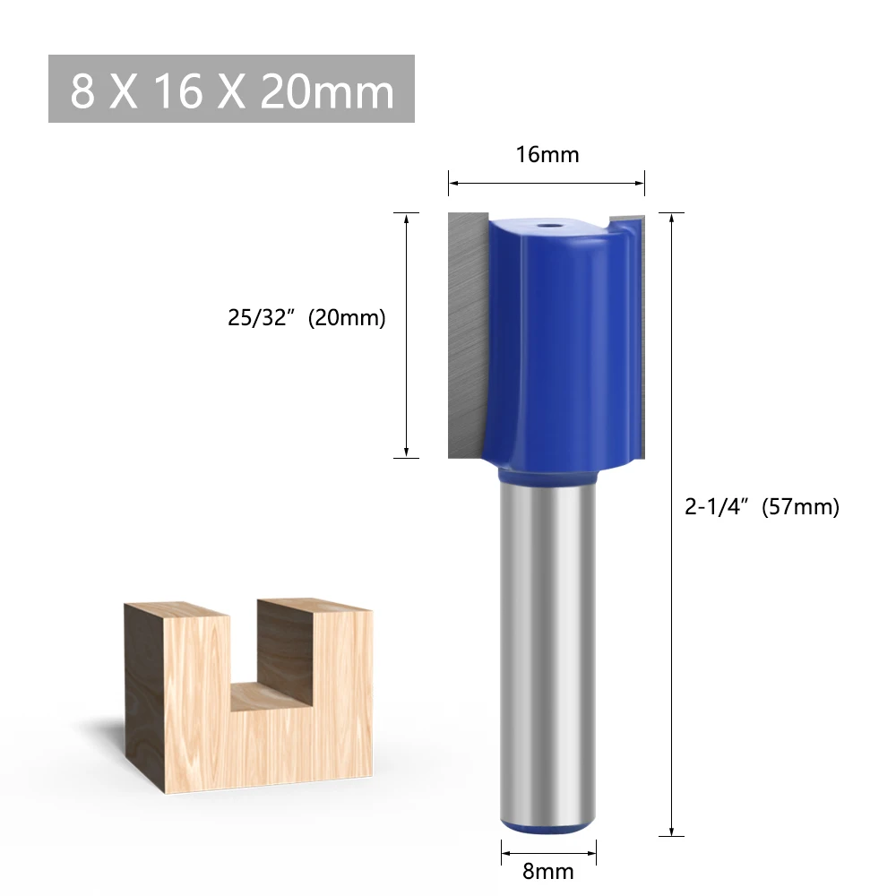 LAVIE Fräser mit 8-mm-Schaft, gerader Doppelfräser für Holz, zum Einstanzen von Nuten, zum Schnitzen und Schneiden, für Holzbearbeitung, DIY- und Handwerksprojekte. – Detail 12