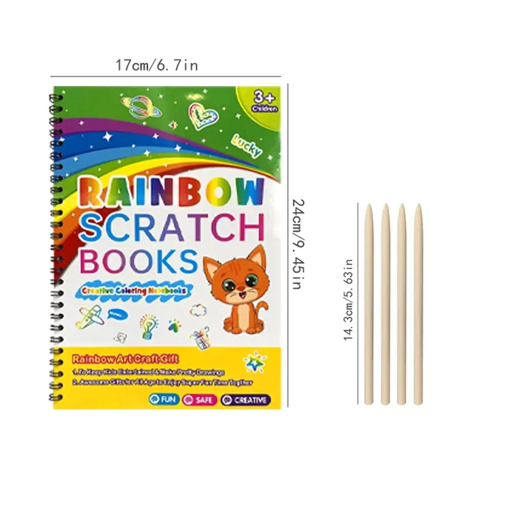 2 Pack Rainbow Scratch Art Set For Kids Drawing Coloring Craft Black Magic Art Supplies Kit Scratch Paper Art Craft Easter Gift