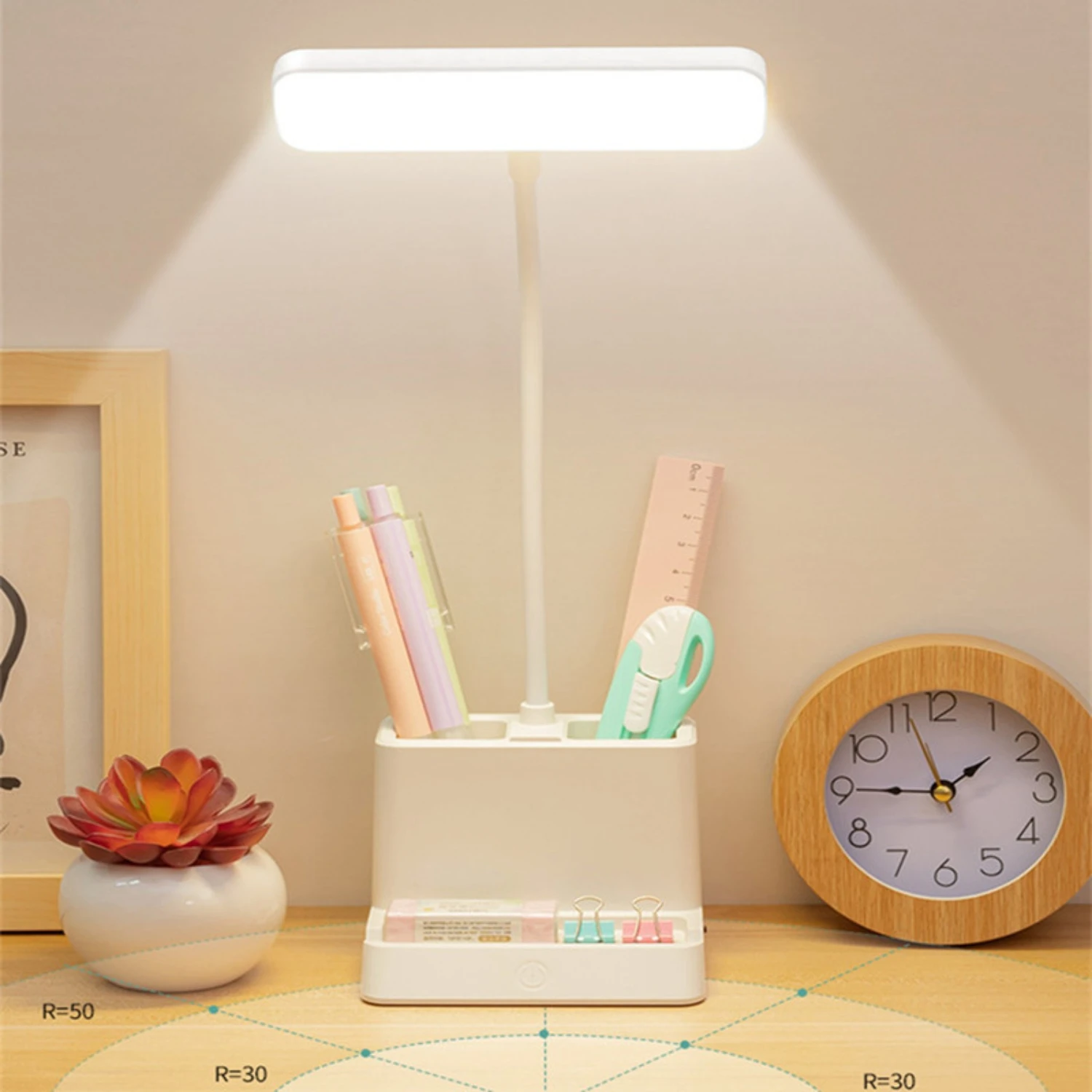 New USB Learning Dormitory Bedroom Bedside Reading Night Light LED Desk Lamp Eye Protection Support Desk College Student Nightli