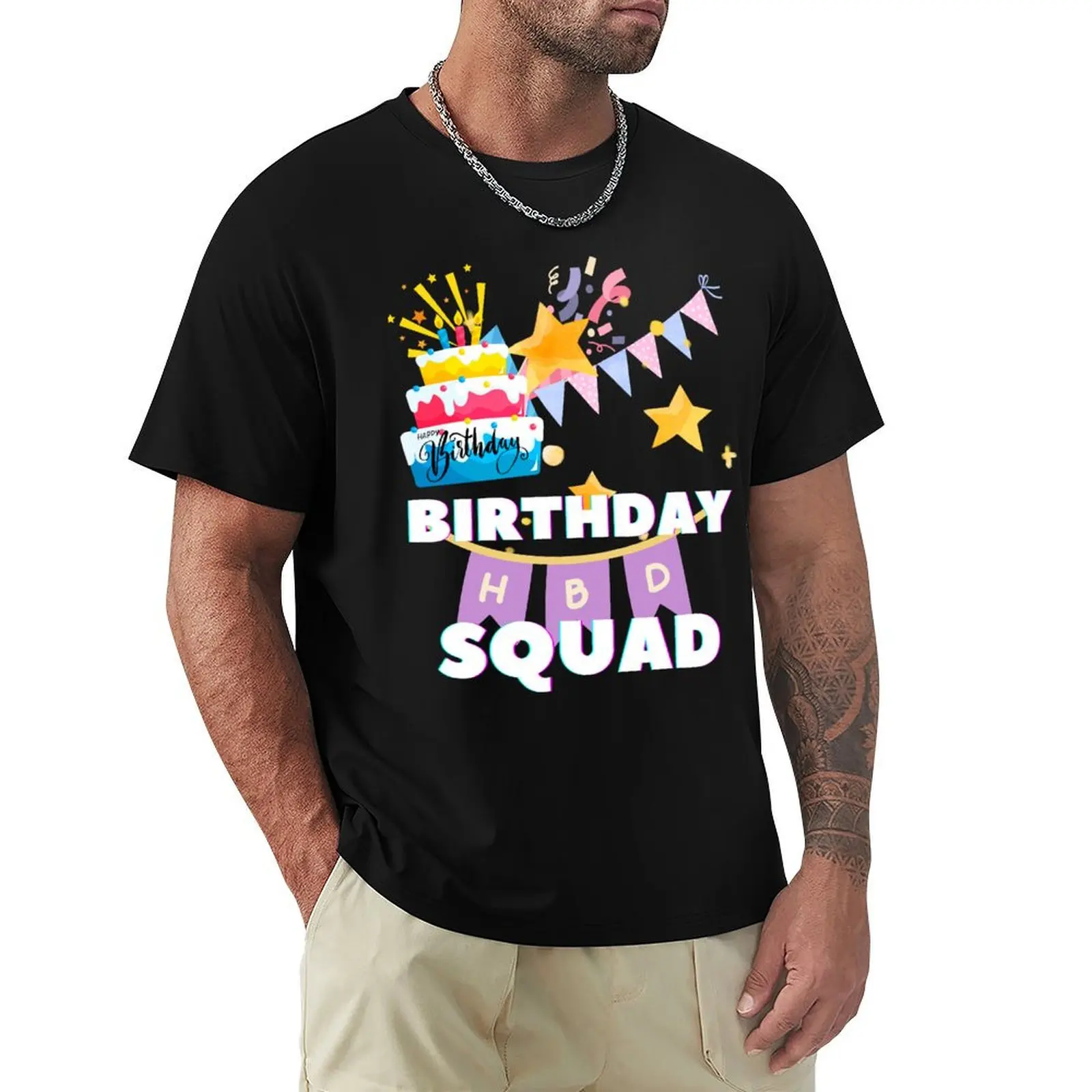 

Birthday HBD SQUAD T-Shirt Big and Tall Gym T-Shirt