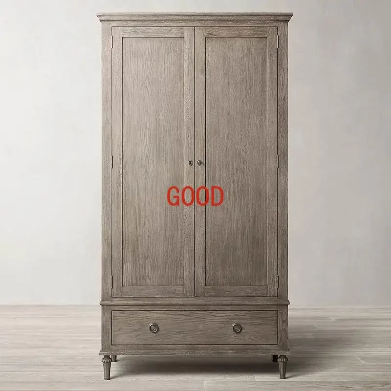 Double-Door Closet French Oak Locker Two-Door Wardrobe Bedroom