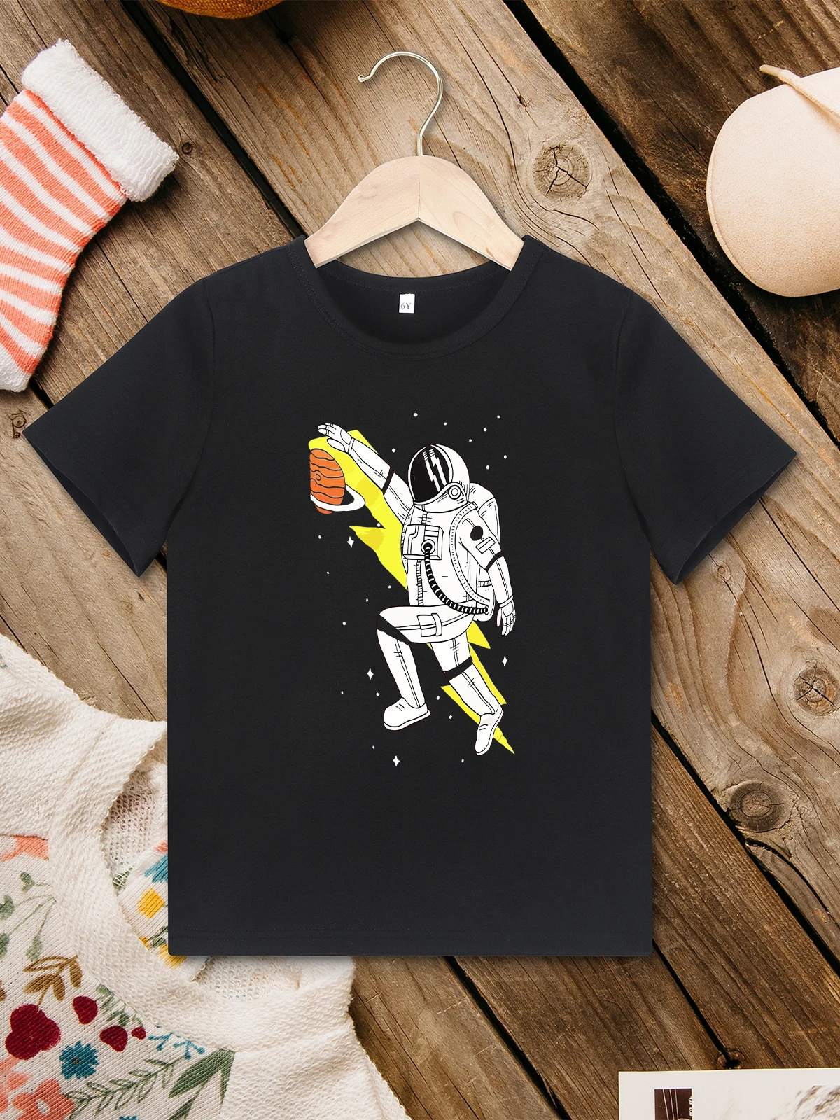 Hipster Creative New Kids T Shirt Astronauts and Basketball Print Urban Streetwear Spring Summer Boys Clothes Free Shipping