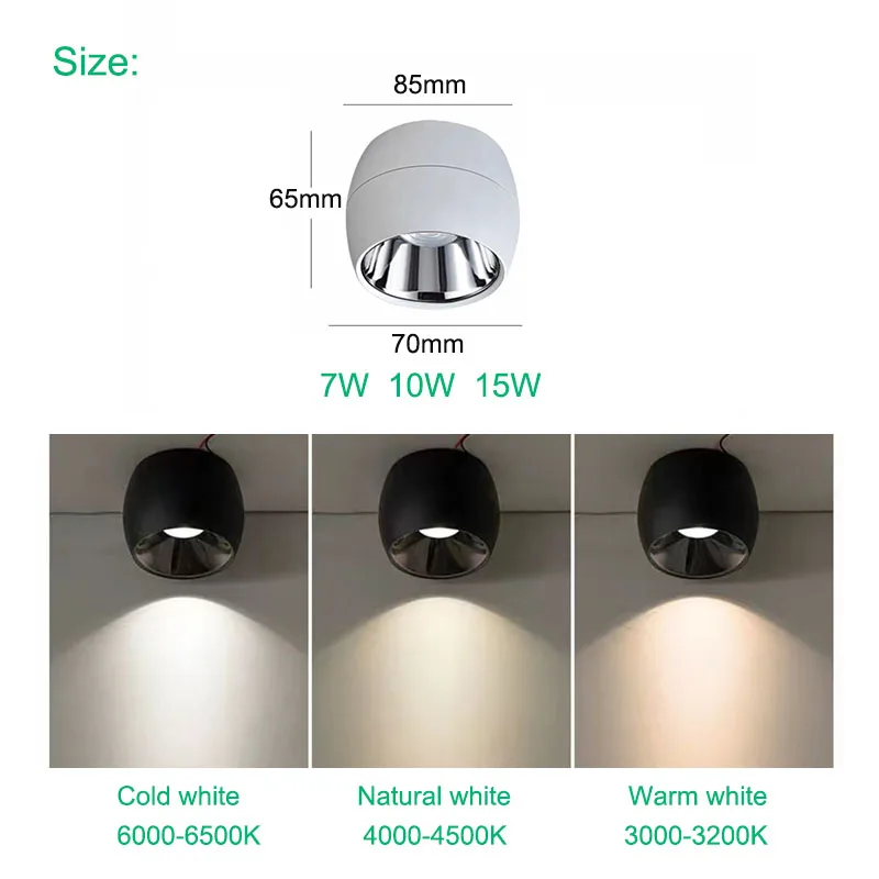 Imagem -04 - Nordic Surface Mounted Cob Led Spotlight Luz de Teto Downlight Iluminação de Parede de Fundo 7w 10w 15w Ac85 265v Novo