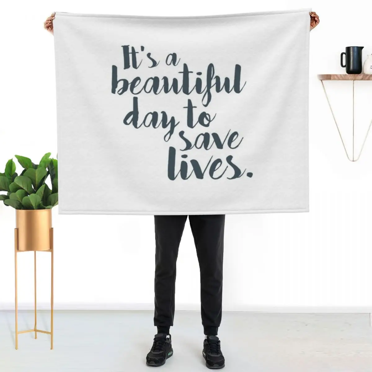 It's a beautiful day to save lives Throw Blanket Loose Cute Plaid Vintage blankets ands sofa bed funny gift Blankets