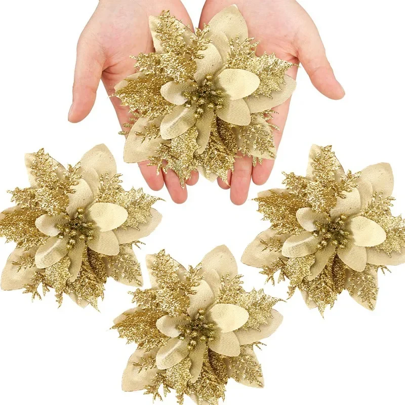 5 Stück glitzernde Weihnachtsblumen Weihnachtsbaumschmuck Weihnachtsdekorationen für Zuhause 2025 Navidad Noel Natal Geschenke Neujahr 2026 – Detail 5