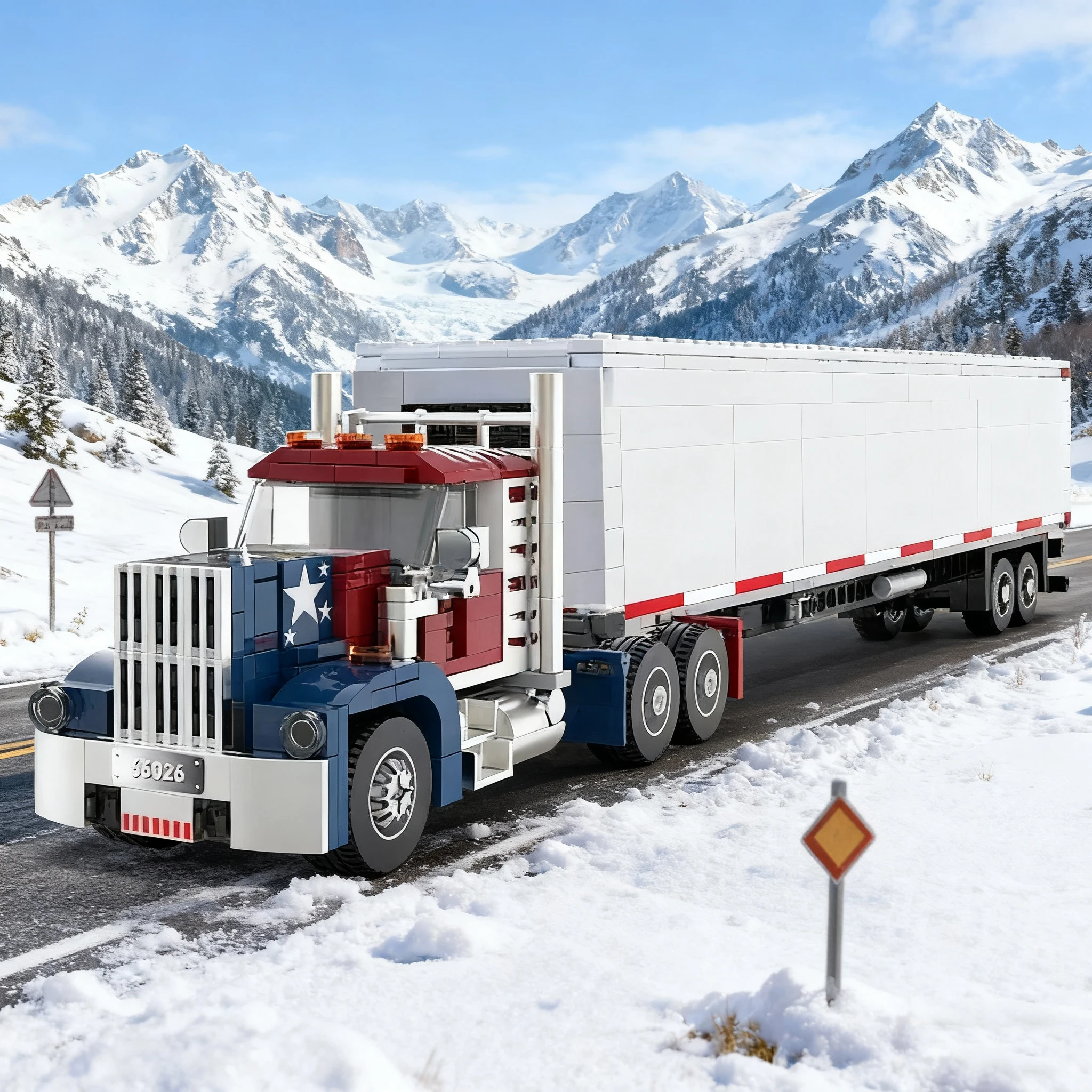 

American Truck Tractor Building Blocks Connectable Container Trailer Truck Car Model Bricks Kids Educational DIY Toys Idea Gifts