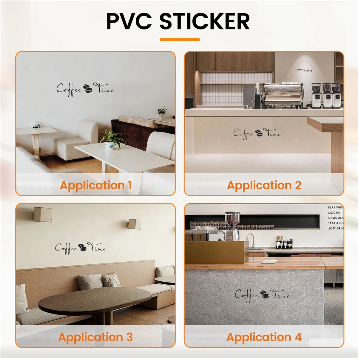 Wall Sticker Removable Wall PVC Sticker Decals Decor Art Bedroom Design Mural Quotes for Window Glass Door Black - Coffee time