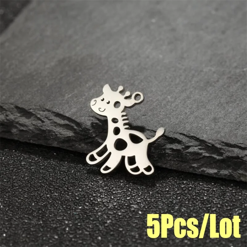 5Pcs/Lot Gold Plated Stainless Steel Giraffe Charms For Women Friend Girls Birthday Diy Jewelry Making Accessories Charm Pendant