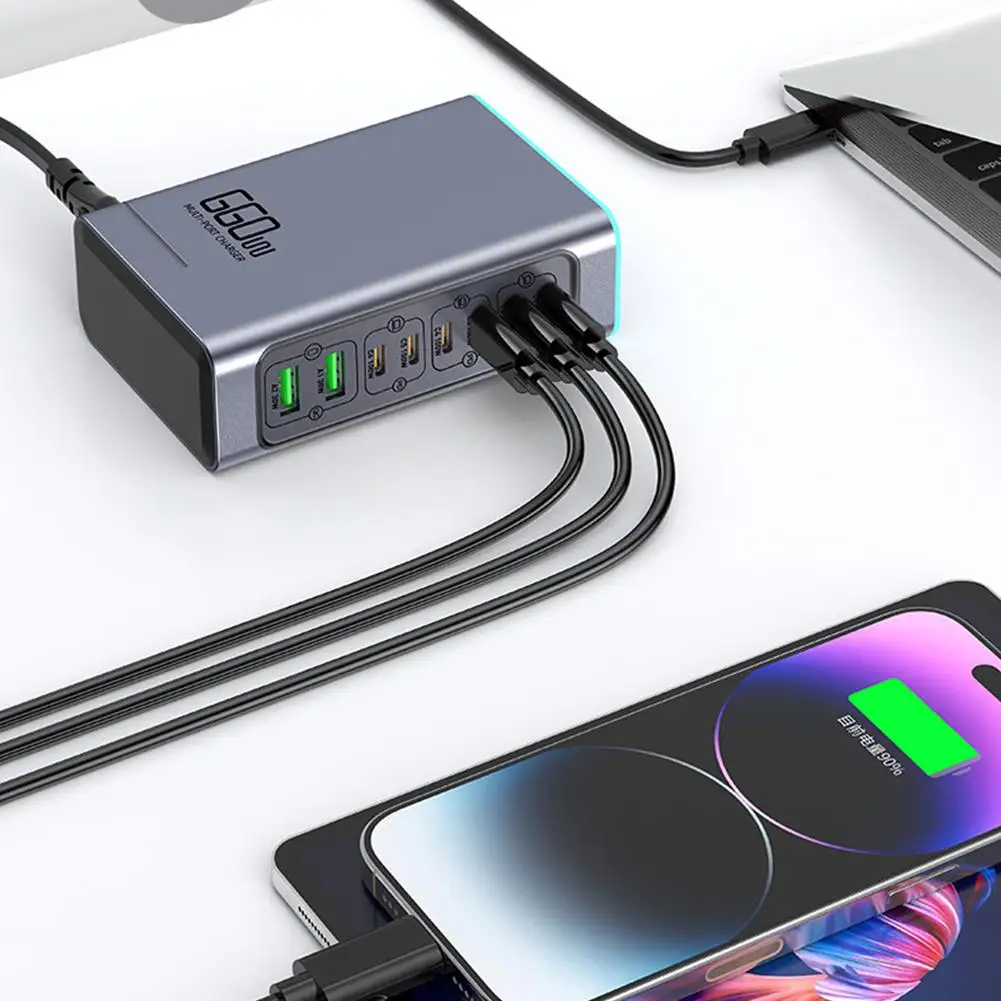

Зарядное устройство 660 Вт, высокая мощность PD100W, быстрая зарядка для ноутбука, мультистанционный интерфейс, зарядка, настольная многофункциональная Stati Y6M0