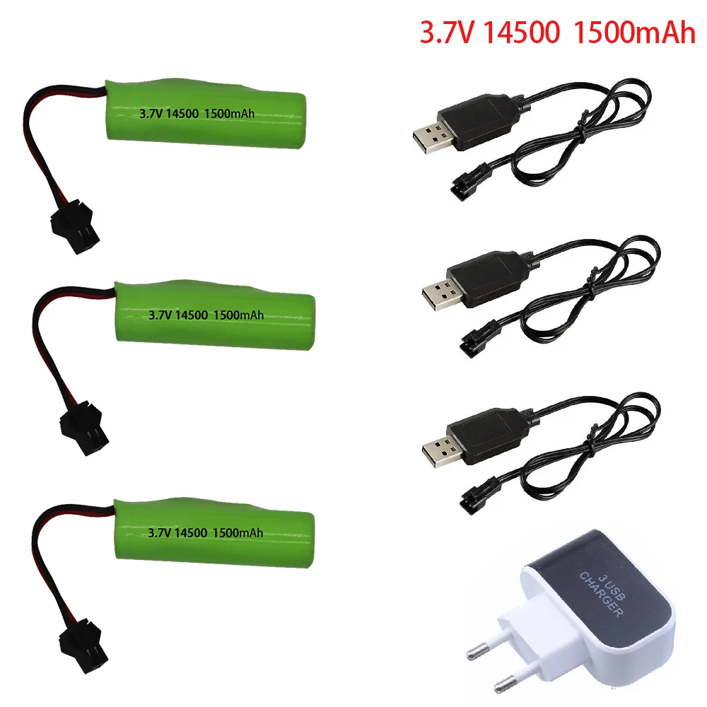 3.7V 1500mah  14500 Battery and charger For C2 D828 RC Stunt Dump Car Toy Accessory 3.7V 14500 Li-ion battery with SM-2P Plug