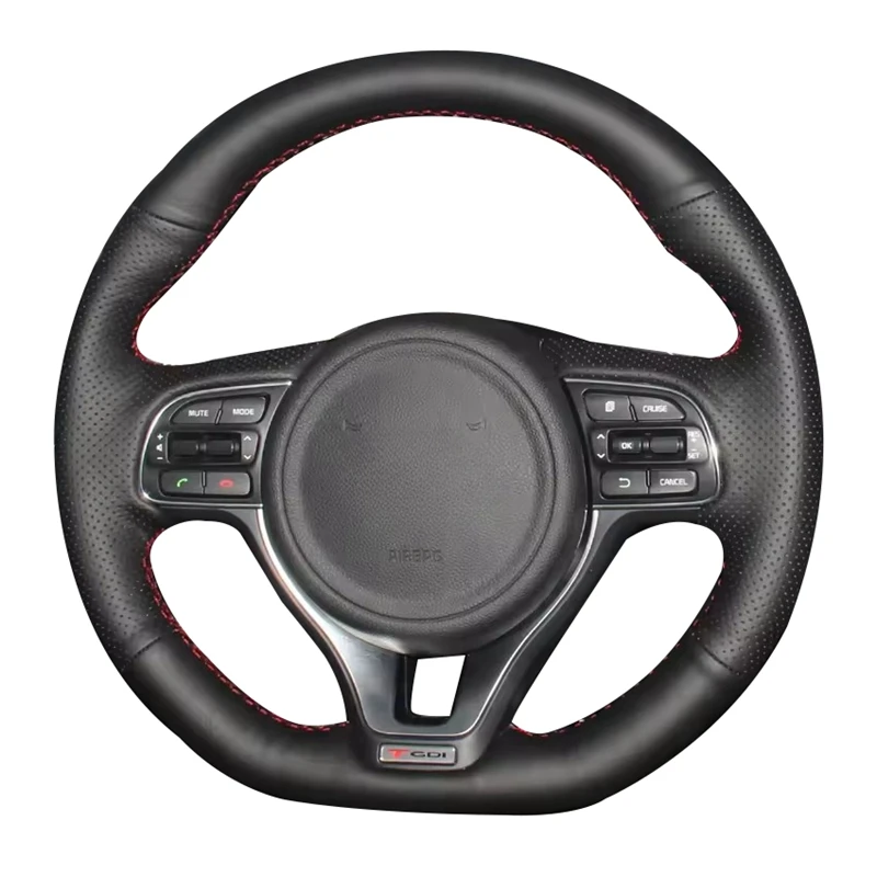 Funda de cuero suave trenzada para volante de coche, de cuero antideslizante personalizada, para Kia Sportage 4 GT-Line Optima 4 2016 2017 2018