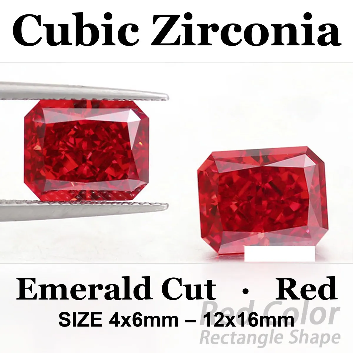 Cubic Zirconia Crushed Ice Cut Rectangle Shape Red Color Charms Loose Stones Used for DIY Jewelry Making Inlay Main Materials