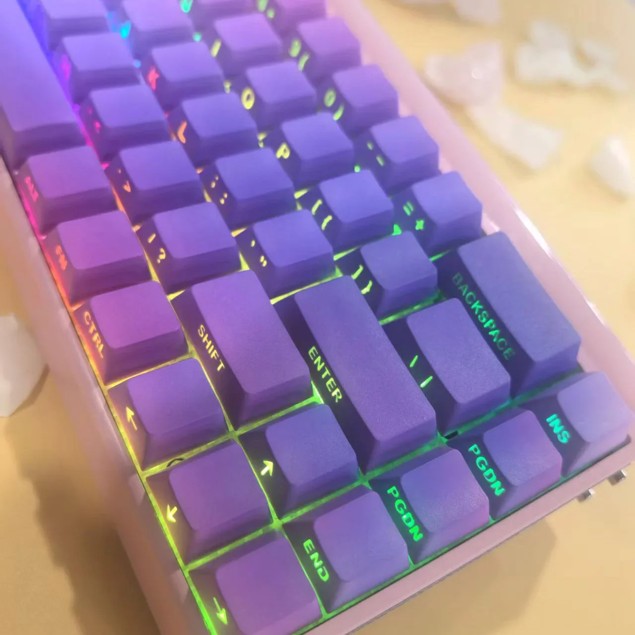 

Pink purple gradual change keycap hot sublimation adaptation succubus wooting60he