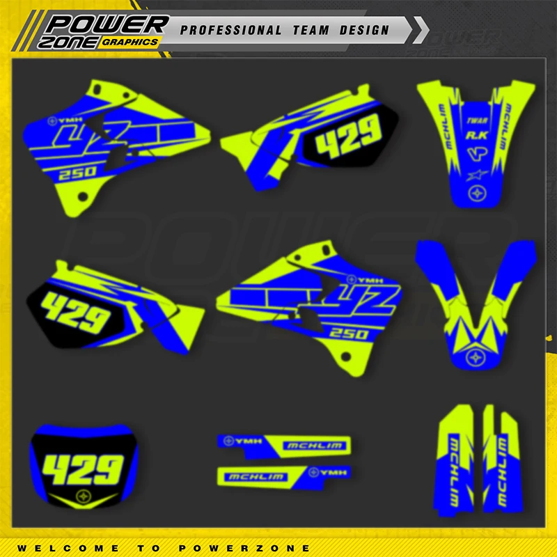 

PowerZone Custom Team Graphics Deco Decals Stickers Kit For YAMAHA YZ125 YZ250 1996-2001 YZ 125 250 Motorcycle Stickers