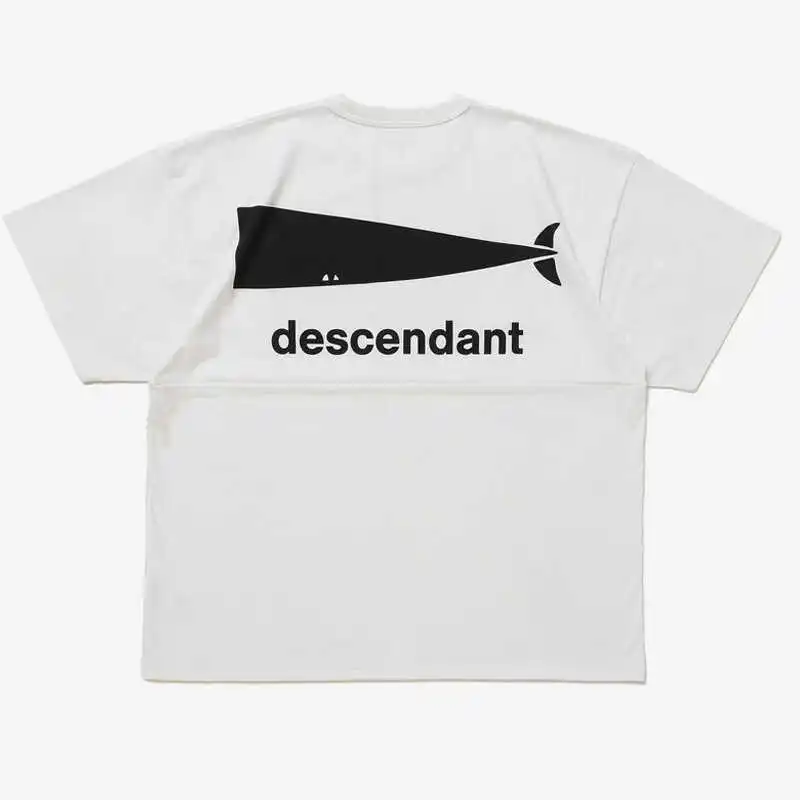 DESCENDANT DCDT 2026 Men's Big Whale Back Print T-Shirt Japanese  Loose Fit Short Sleeve Crew Neck Casual Summer Graphic Tee