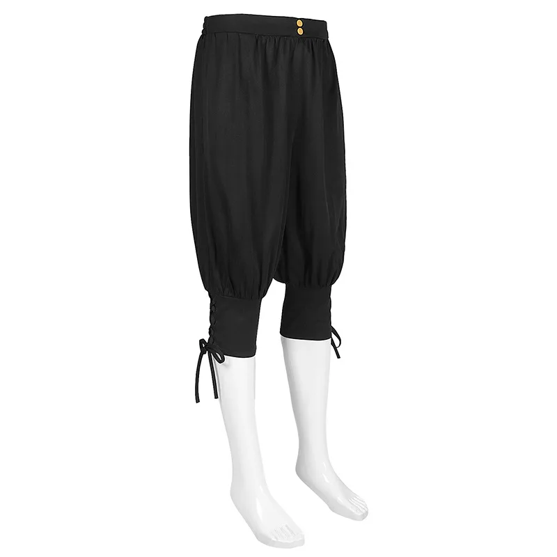 Pantalones casuales de moda para hombre, pantalones de verano para hombre, pantalones con correa en el tobillo, disfraces de juego de piratas medievales para Festival, pantalones de secado rápido