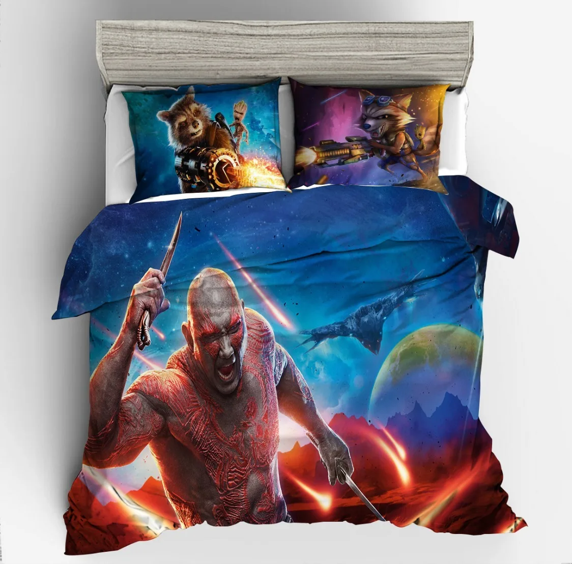 Parure de lit imprimée avec reconnaissance Disney Marvel, ensembles de housses Groot Guardians of the Galaxy, housse de couette de dessin animé, cadeau pour adolescents