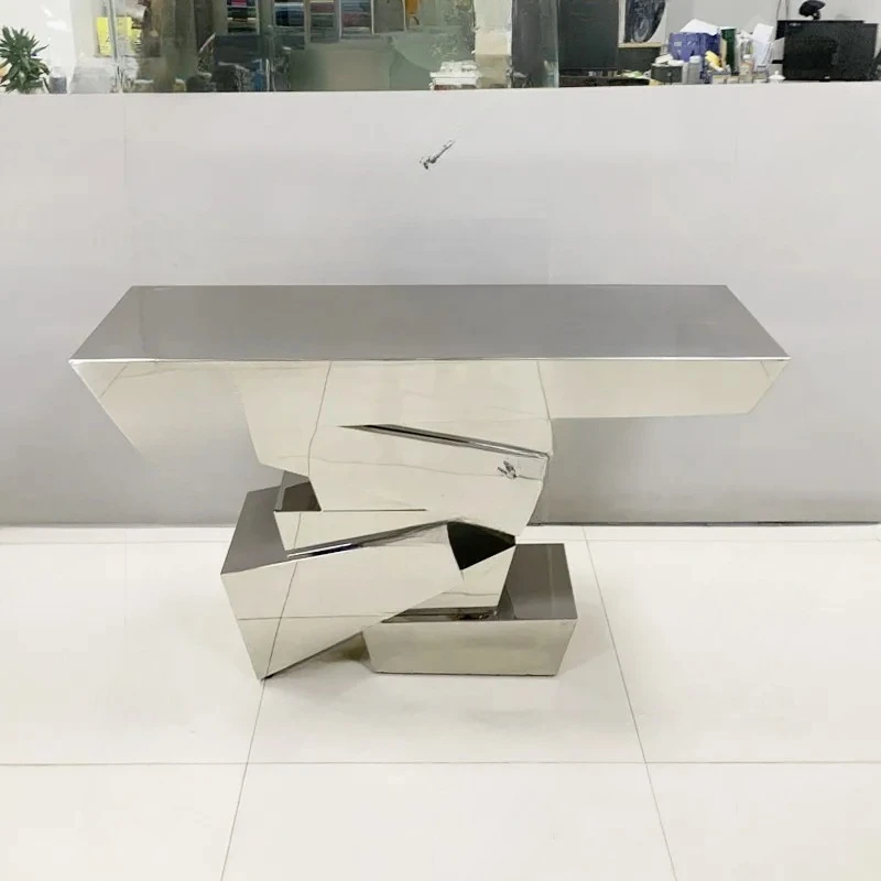 Light luxury entrance table Stainless steel heterosexual creative entrance table Sofa back cabinet Rectangle entry wall narrow