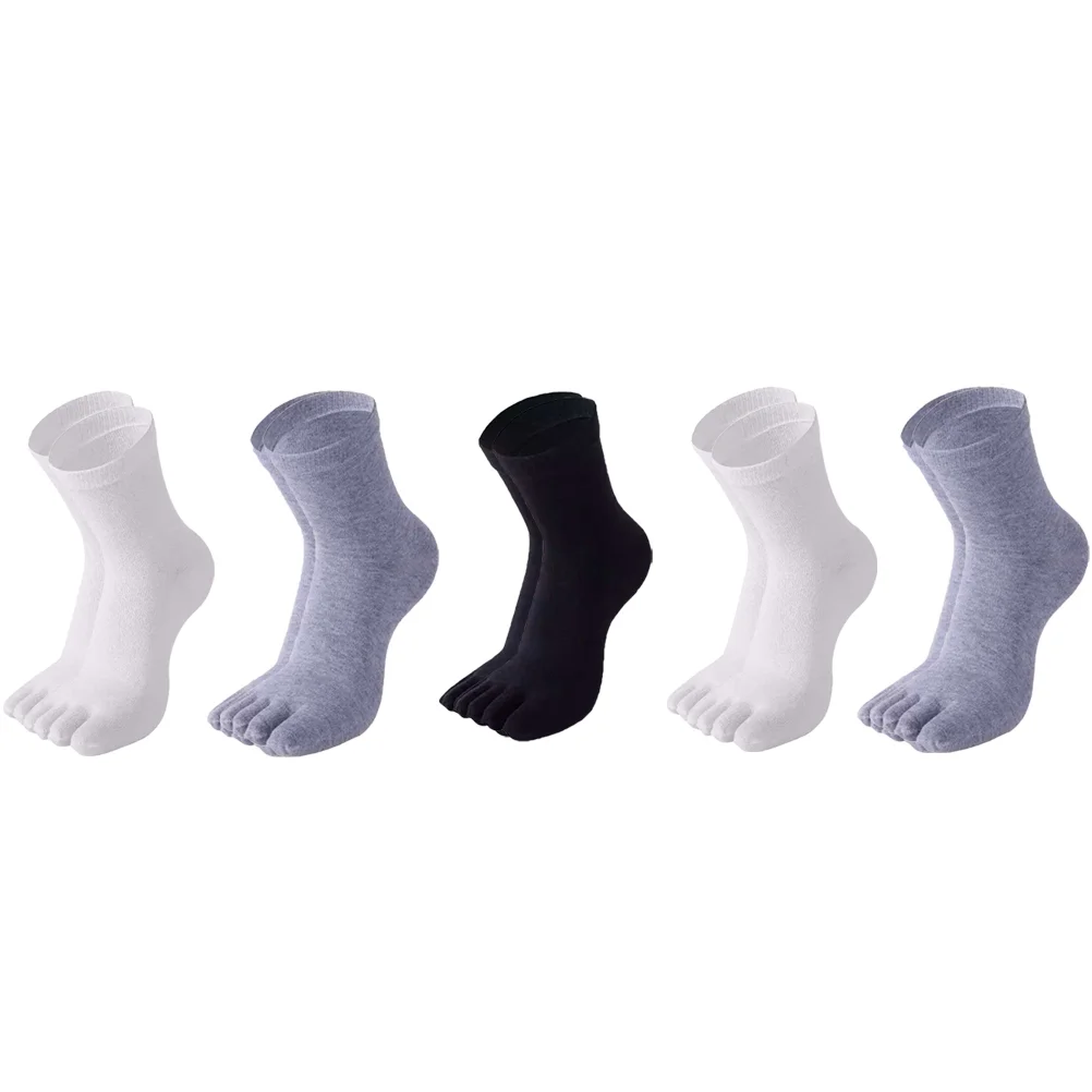 

5 Pairs Men' -Finger Cotton Socks Toe Absorbent Sweat Male Running Calf Stocking