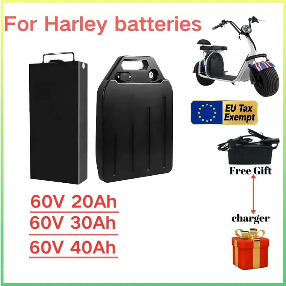 Für Harley Zweirad-Elektromotorrad Batterie 60V 20Ah 30Ah 40Ah 18650 Lithium-Batterien Wasserdicht Citycoco Faltbarer Roller