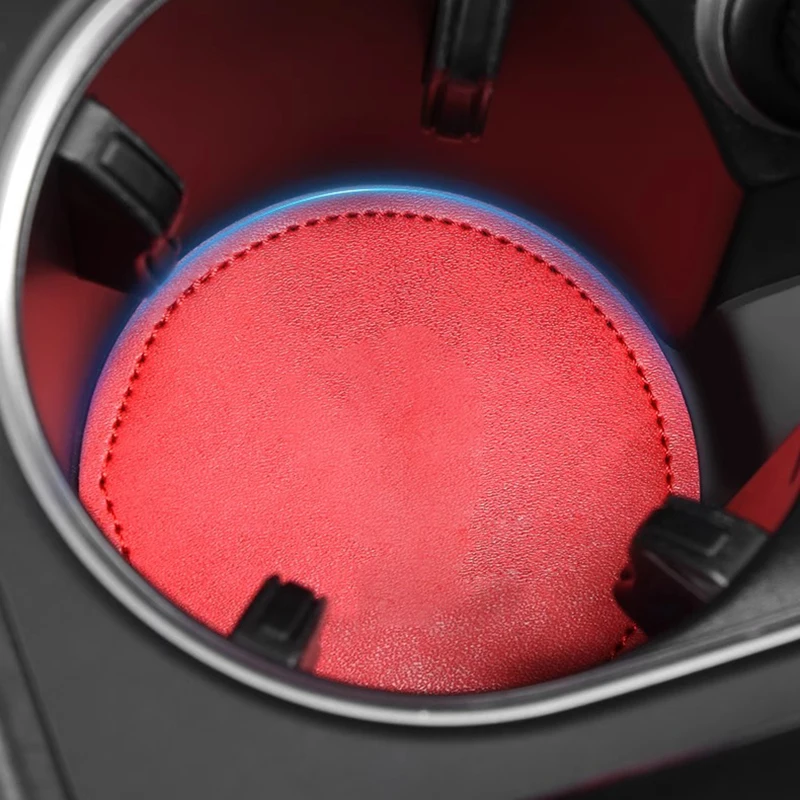 Car Leather Center Console Cup Holder Mat For Porsche Cayenne 958 Macan Panamera Interior Modification