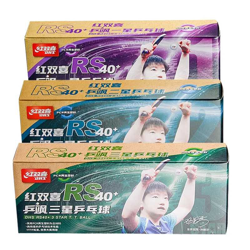 DHS RS40+ Table Tennis Balls PCR Recycled Plastics 3 Stars ITTF Approved Ping Pong Balls 1/2/3 Stars WTT