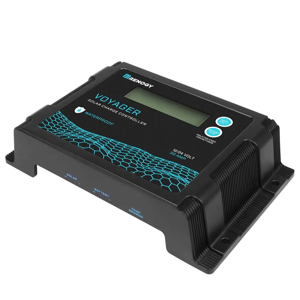 Renogy Voyager 20A 12V/24V PWM Waterproof Solar Charge Controller w/ LCD Display for AGM, Gel, Flooded and Lithium Battery,