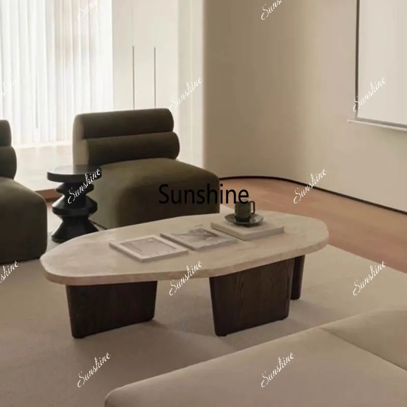 Vintage Oval Coffee Table Mid Century Minimalist Japanese Aesthetic Coffee Table Elegant Classic Table Basse Home Furniture
