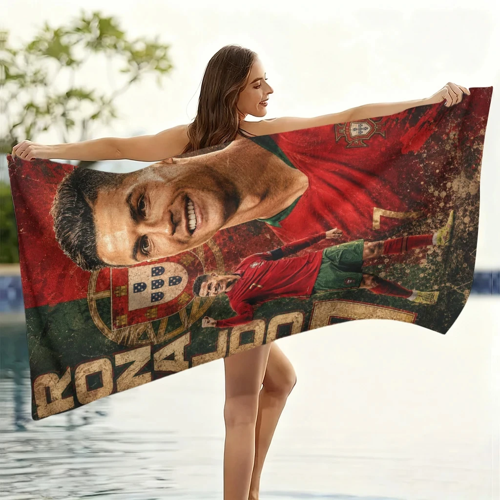1pc #7 R-Ronaldo-o Portugal Team Vintage Beach Towel Microfiber Quick Dry Football Bath Towel For Pool Beach Travel Fans Gift