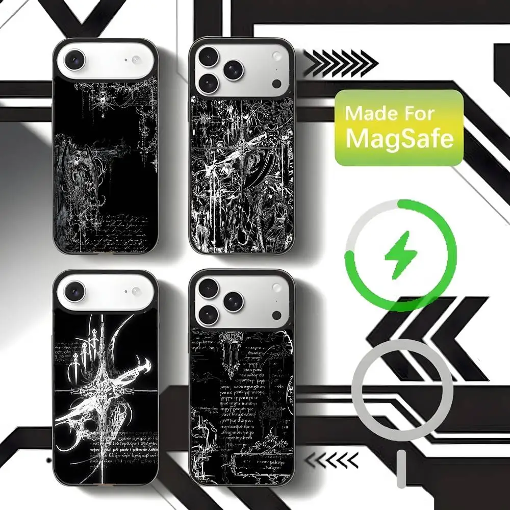 

Cool Cyber Sigil Cross Phone Case For iPhone 17,16,15,14,13,12,11,Pro,Max,Plus,Mini,SE4,E Magnetic Magsafe Wireless Charging